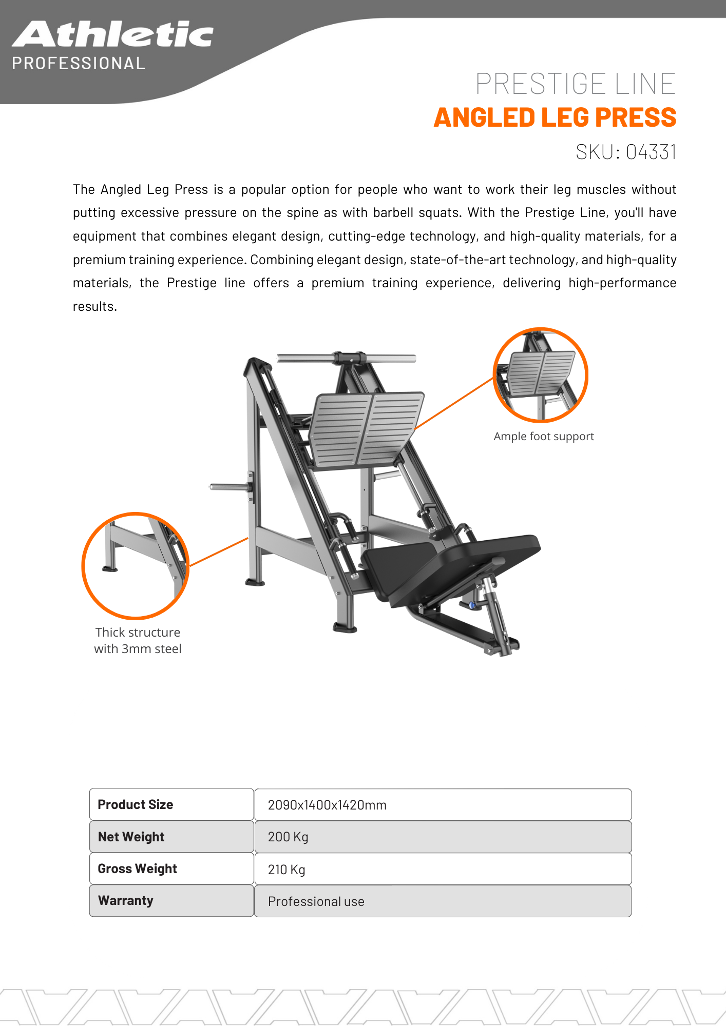 PRESTIGE LINE ANGLED LEG PRESS